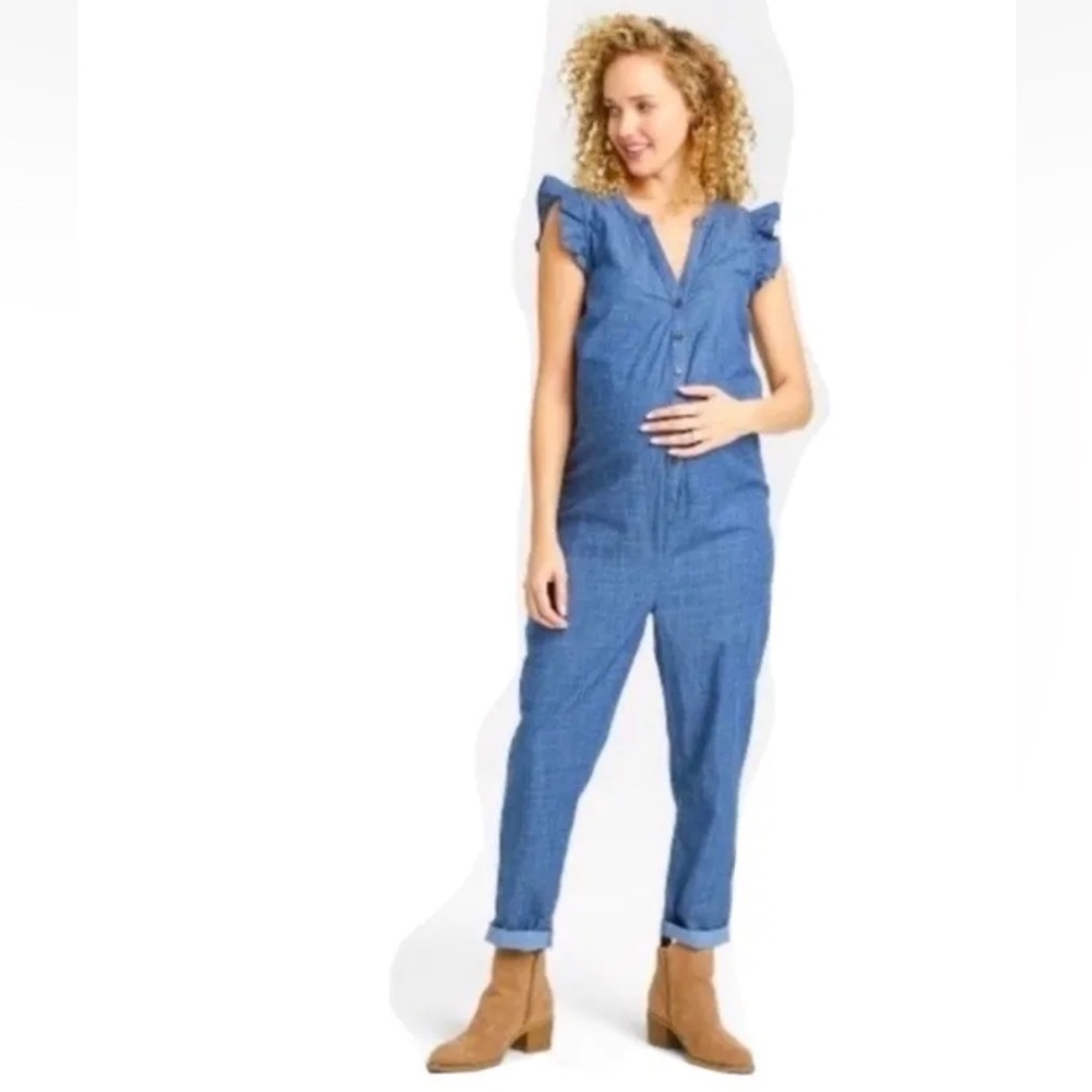 Hatch the nines chambray one piece jumpsuit M